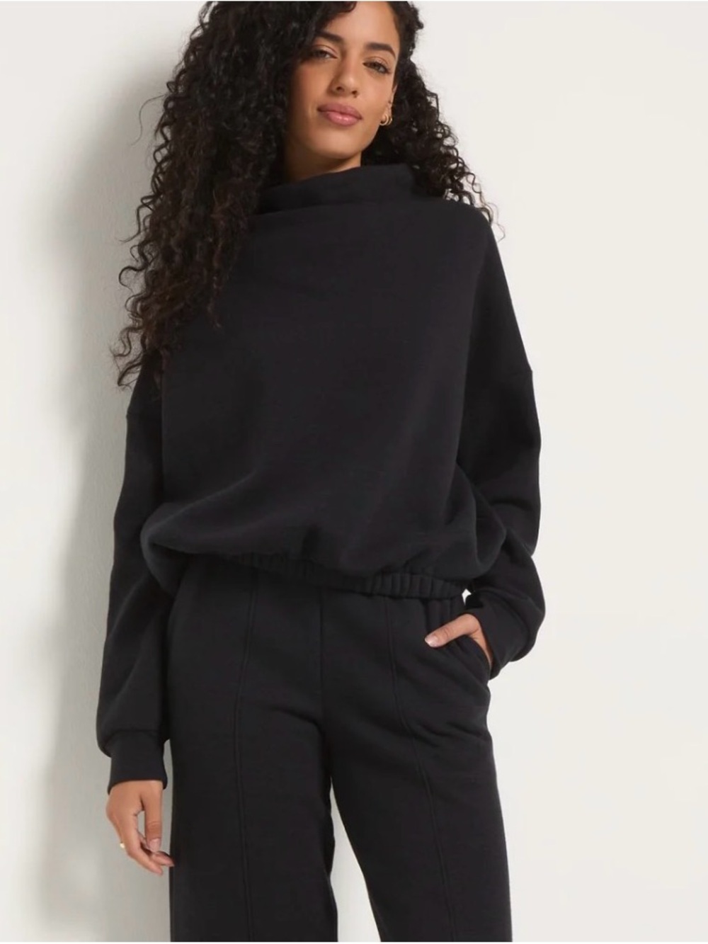 Seas Cove Funnel Neck Sweatshirt Black Medium NWT